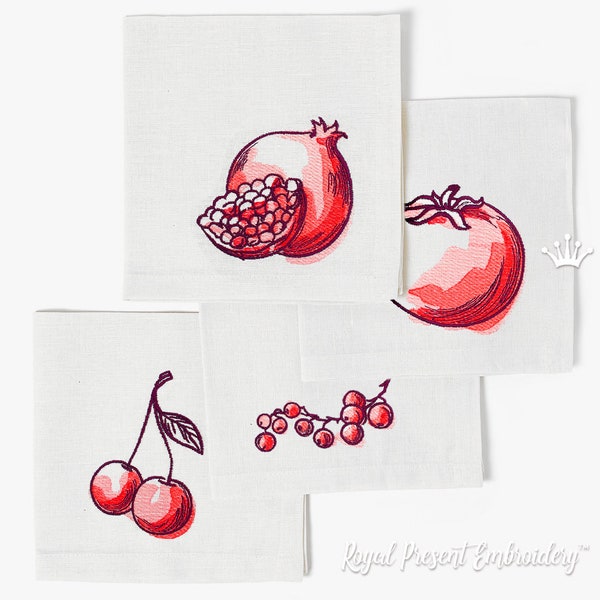 Tomato, Currant, Cherry, Pomegranate Machine embroidery designs - 2 sizes