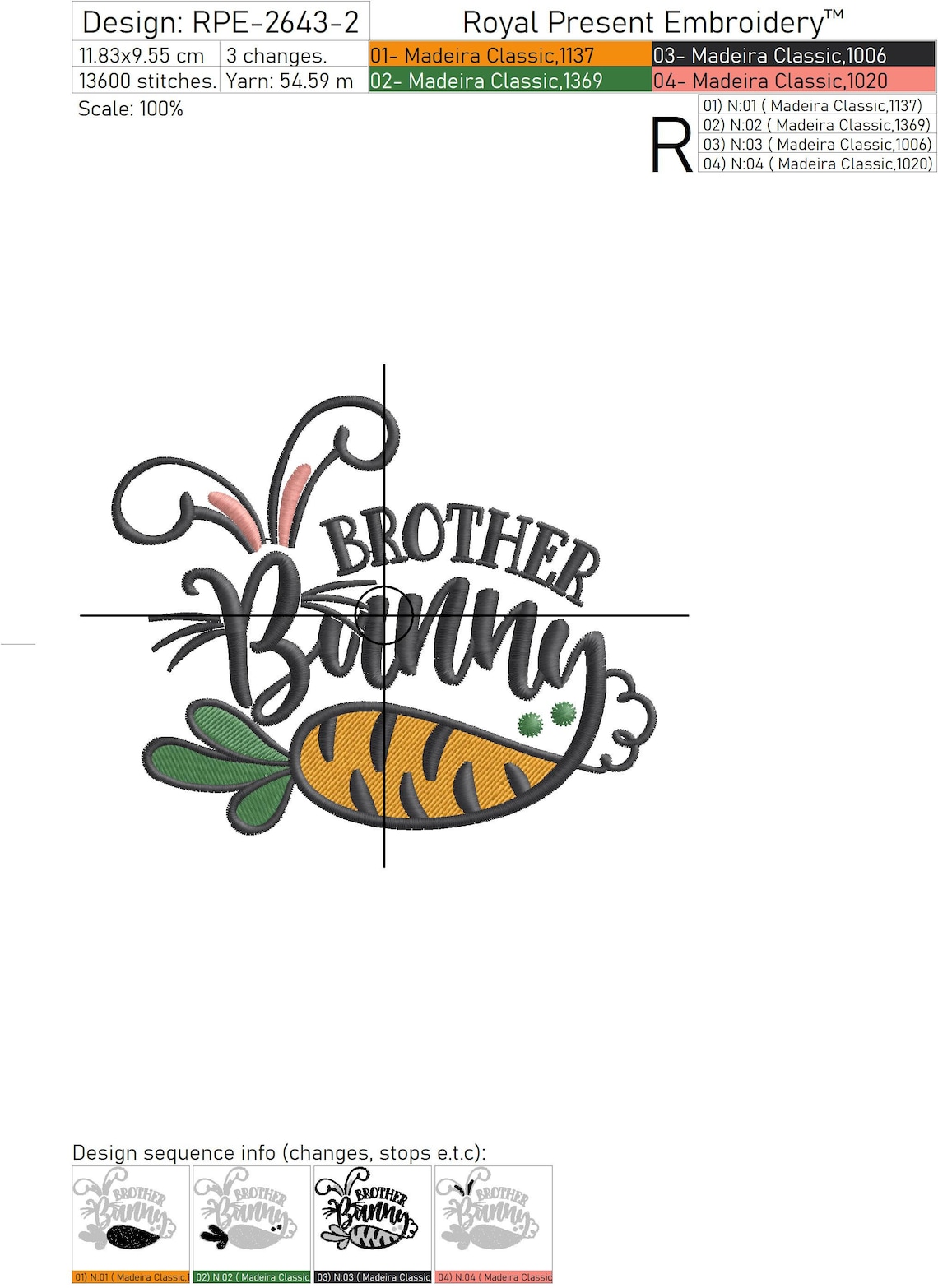 Brother Bunny Machine Embroidery Design - 2 Sizes - Etsy