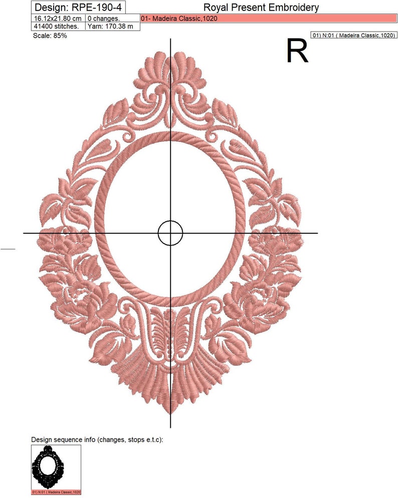 Wedding Damask monogram Blank Machine Embroidery Design 2 sizes image 5