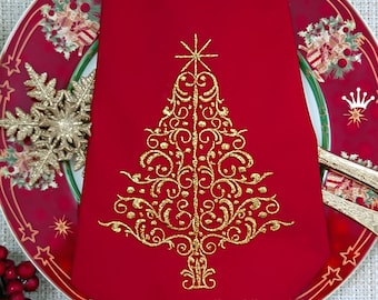 Elegant Christmas Tree Machine Embroidery Design - 3 sizes