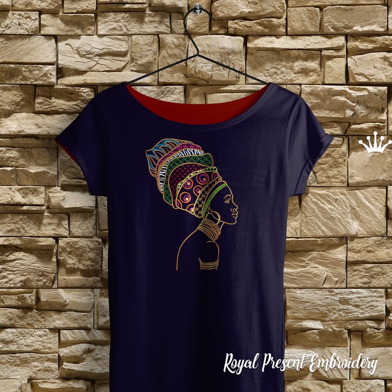 African Woman Machine Embroidery Design 6 Sizes - Etsy
