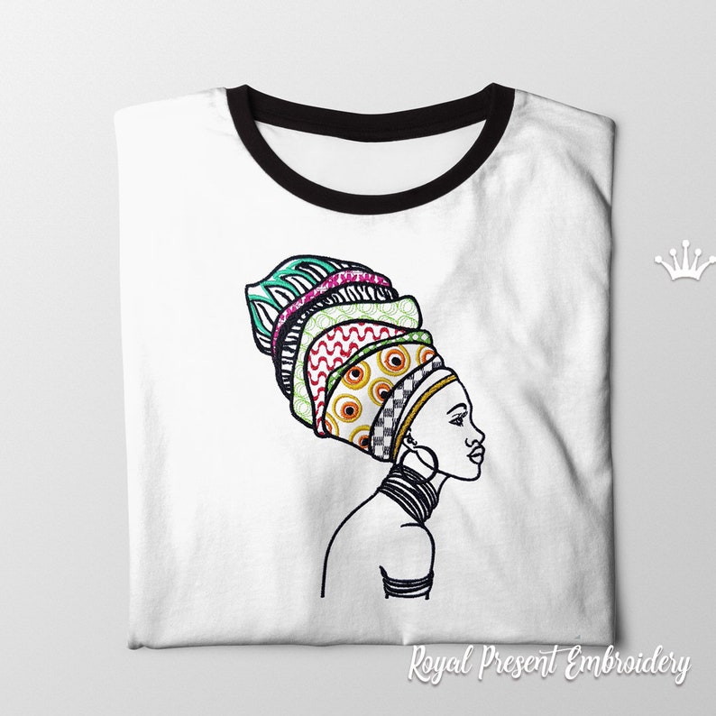 African Woman Machine Embroidery Design 6 Sizes - Etsy