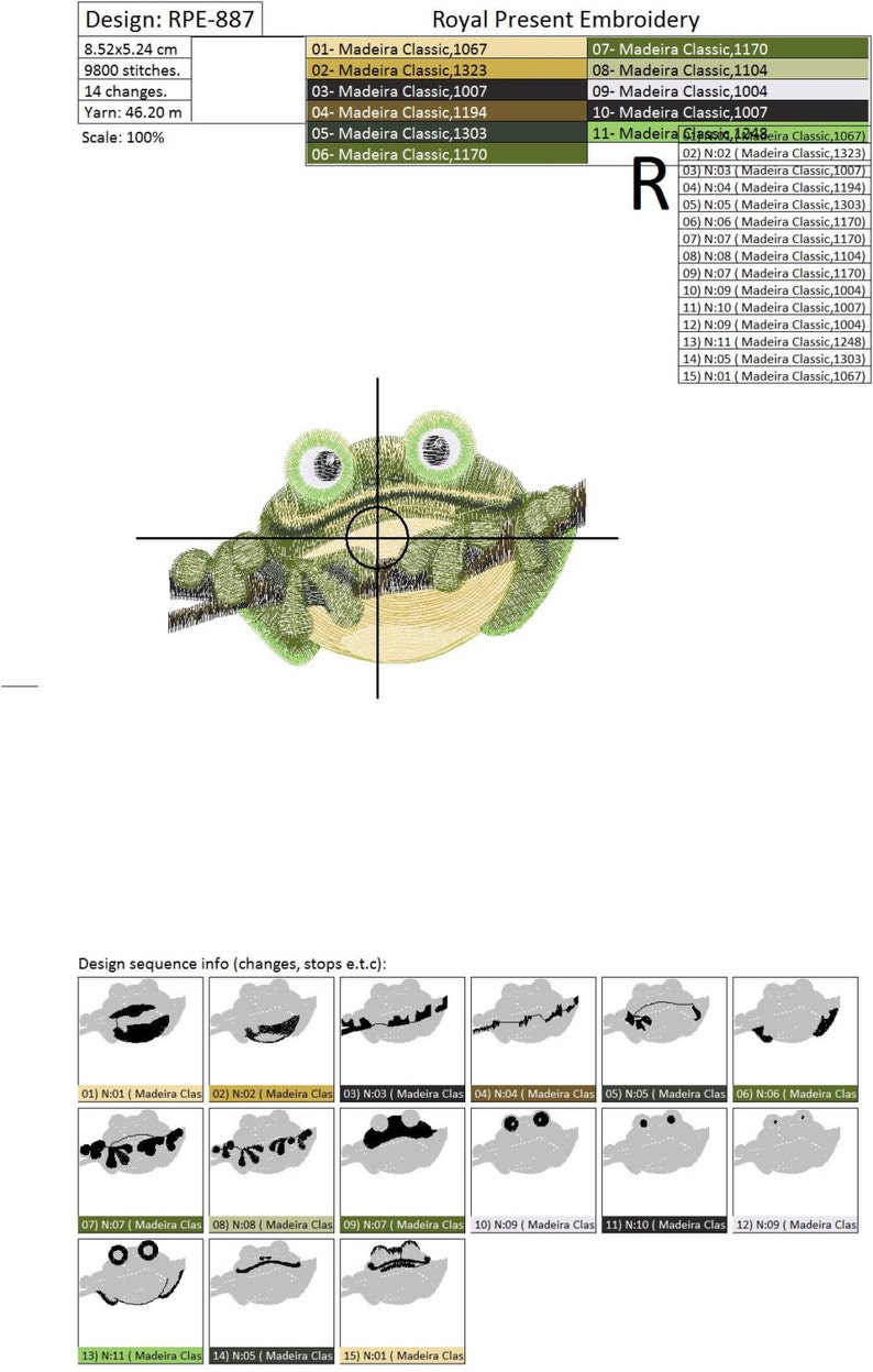 Machine Embroidery Design Frog 3 sizes image 2