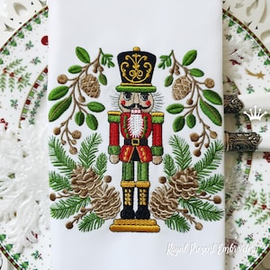 Nutcracker and Winter Branches Machine Embroidery Design - 4 sizes