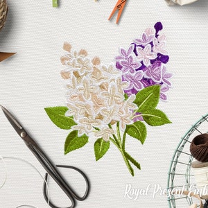 Lilac Branch Machine Embroidery Design - 2 Sizes - Etsy