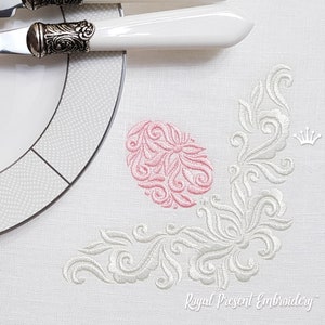 Corner with Easter egg Embroidery Design - 3 sizes