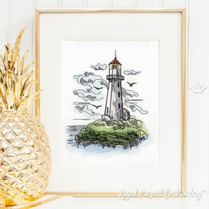 Nautical Lighthouse Machine Embroidery Design - 7 sizes