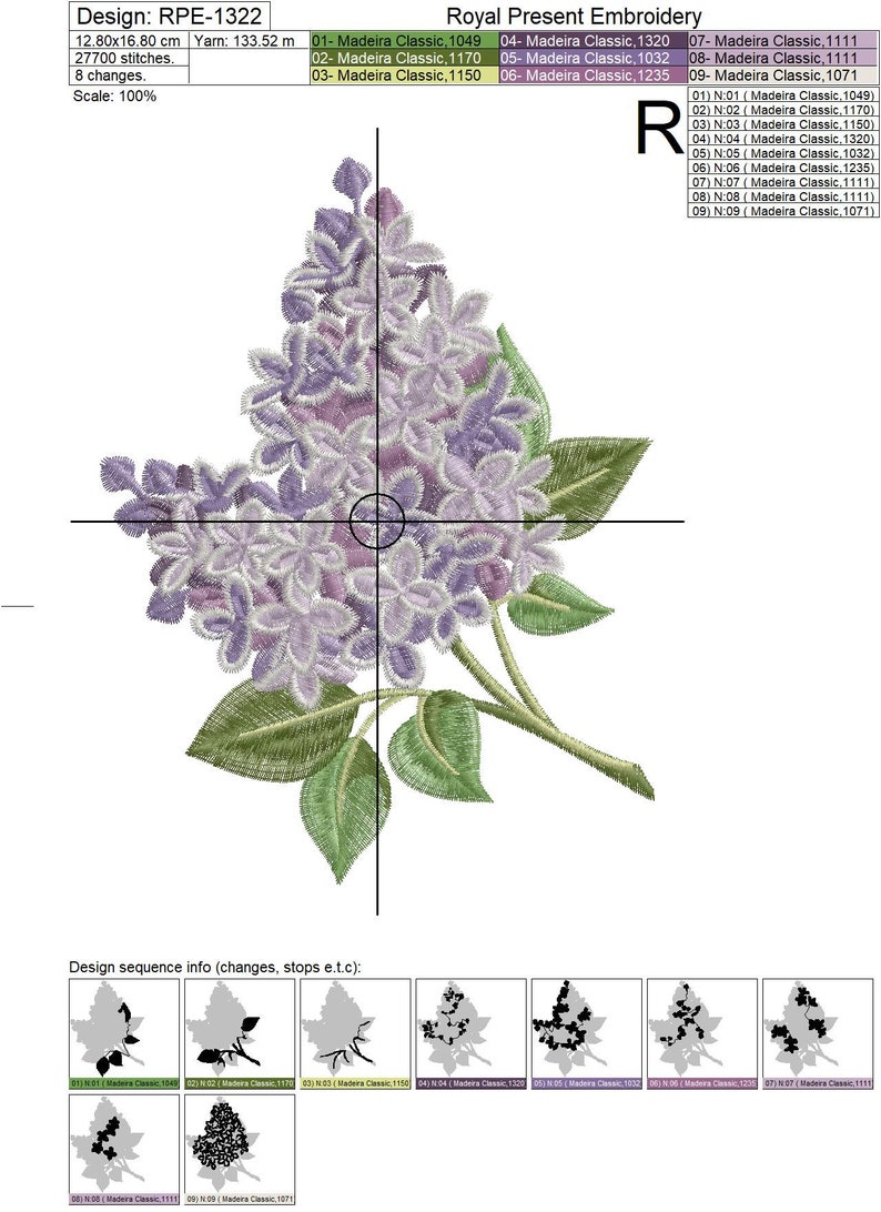 Lilac Blossom Machine Embroidery Design - 2 Sizes - Etsy
