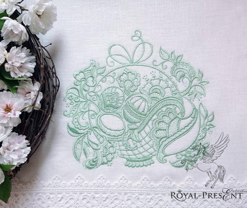 Machine Embroidery Design Lace Easter Basket Etsy