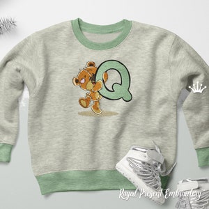 Lettre d’ours en peluche Q Machine Broderie Design - 4 tailles