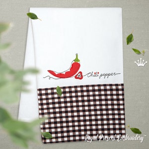 Organic Chili Pepper machine embroidery design - 4 sizes