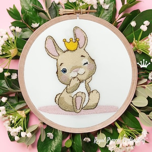 Bunny in a crown Machine Embroidery Design - 3 sizes
