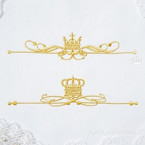 Refined two ornaments with crown Machine Embroidery Designs - 4 sizes