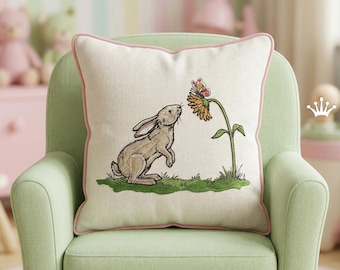 Hare with sunflower and butterfly machine embroidery design - 5 sizes