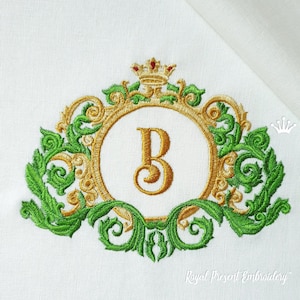 Color Baroque Frame with Crown Machine Embroidery Design - 3 sizes