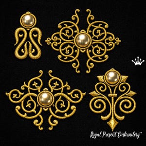 Ornate Button Embellishments Set Machine Embroidery Designs