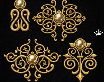 Ornate Button Embellishments Set Machine Embroidery Designs