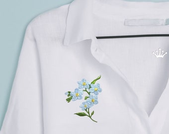 Tiny Forget-me-nots Twig Machine Embroidery Design