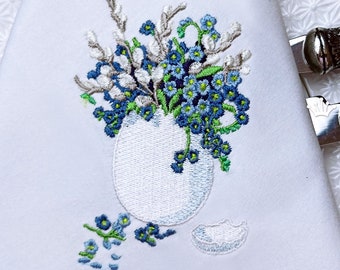 Easter egg with forget-me-not Machine Embroidery Design - 2 sizes