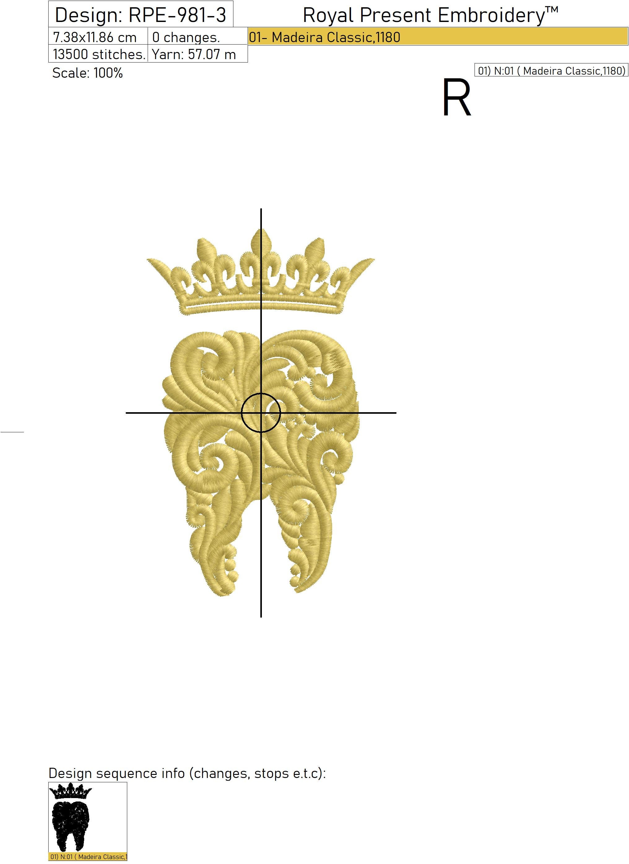 Ornate Tooth With Crown Machine Embroidery Design in 3 Sizes - Etsy