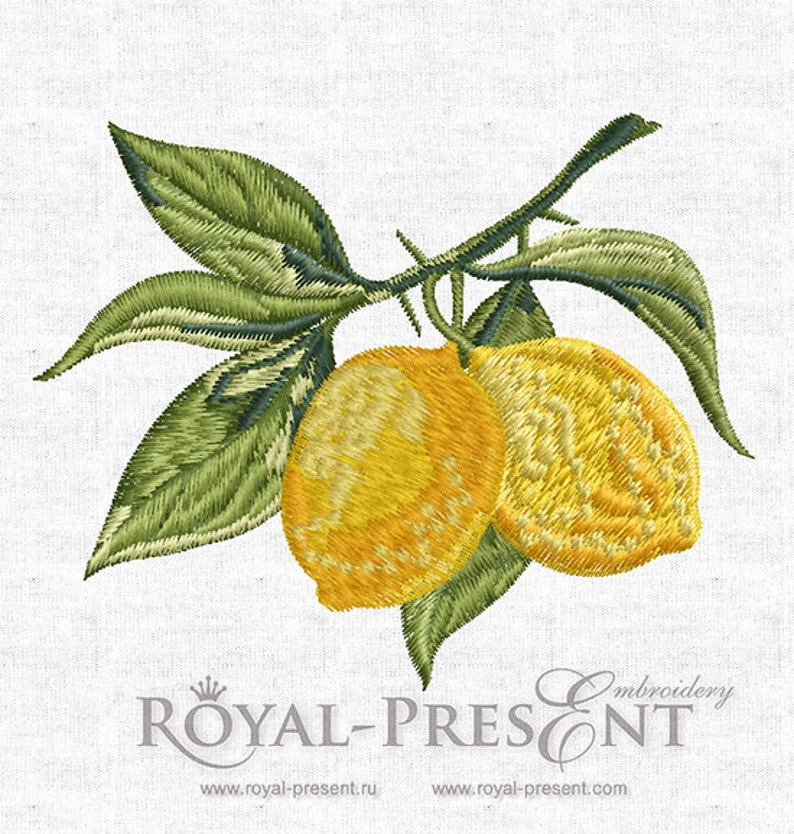 Machine Embroidery Design Lemon Branch 2 sizes Etsy