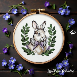 Rabbit in a Renaissance Collar machine embroidery design - 4 sizes