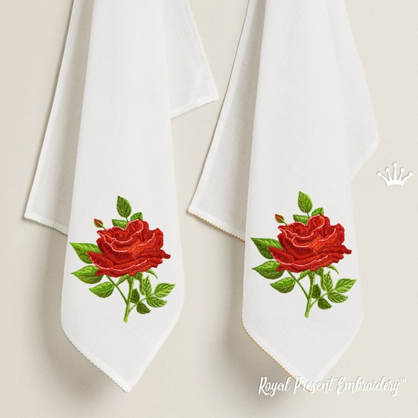 Red Rose Machine Embroidery Design - 3 sizes