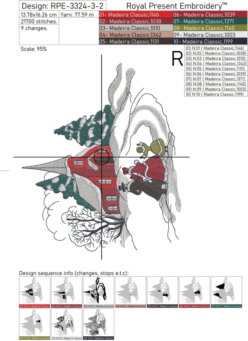 Vintage Christmas Scene Machine Embroidery Designs 4 Sizes Etsy