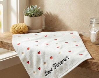 Conjunto de diseños de bordado a máquina "Amor para siempre", archivos de bordado romántico para toallas, decoración para regalos de boda, descarga digital para San Valentín - 3 tamaños