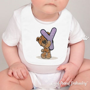 Ours en peluche lettre Y Machine Broderie Design - 4 tailles