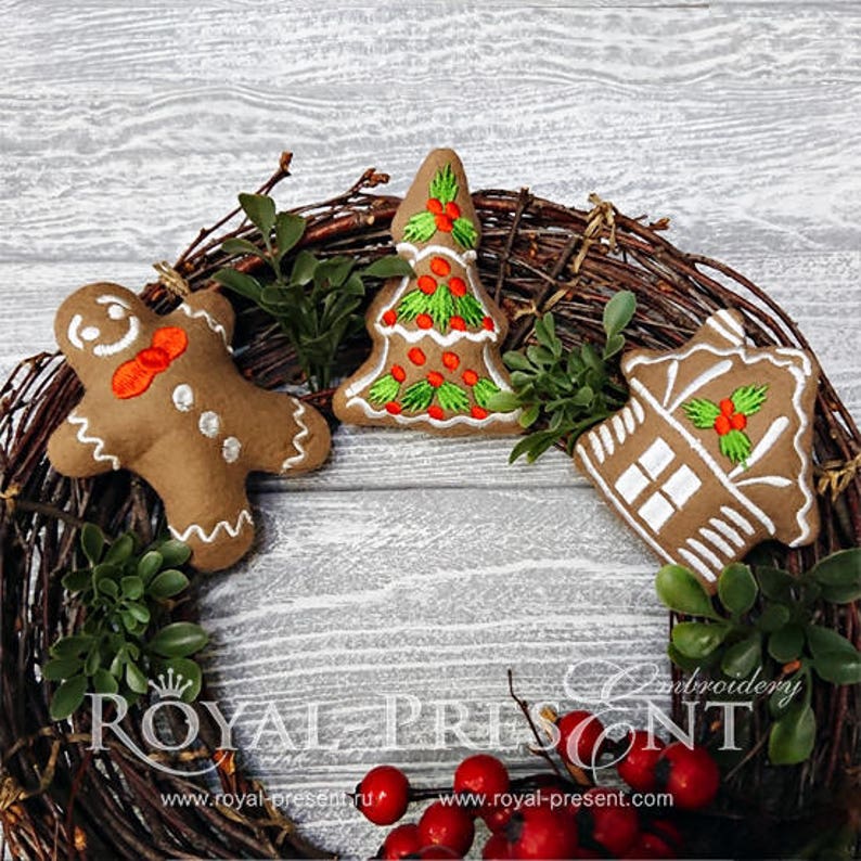 In The Hoop Machine Embroidery Designs Christmas Gingerbread Cookies image 5