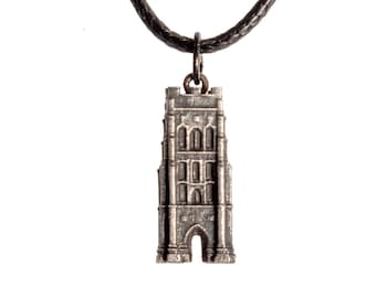 Tower on Glastonbury Tor (King Arthur's Isle of Avalon) - lead free pewter necklace with cord included