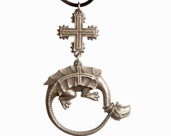Order of the Dragon - Superior Degree With Cross - Symbol of the European Chivalric Order - lead free pewter necklace with cord included