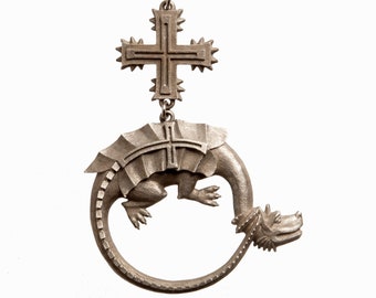 GRAND Ordre du Dragon - Degré supérieur avec croix - Symbole de l'ordre de chevalerie européen - Pendentif en étain sans plomb - Sans cordon