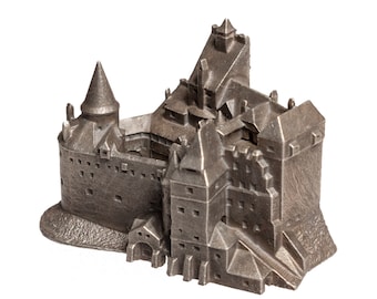Bran castle historical architecture scale model 1:1000 - pewter miniature Archiminima Replica, Count Dracula's home in Transylvania