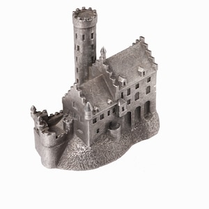 Lichtenstein castle historical architecture scale model 1:1000 Gothic Revival pewter building German souvenir miniature Archiminima Replica