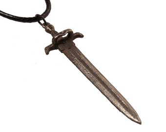 European 15th century knight's sword - lead free pewter necklace with cord included