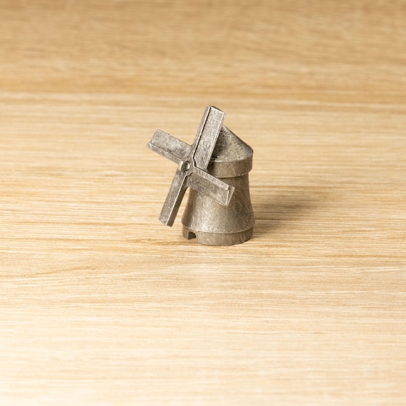 Pewter Windmill for Medieval-Themed Board Games - Round