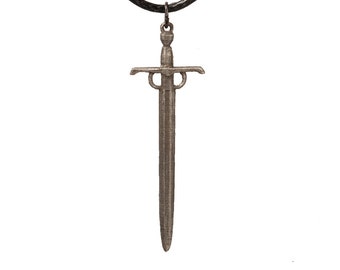 Medieval 15th century knight's sword - lead free pewter necklace with cord included