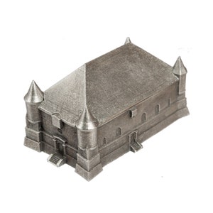 BOX - Saint-Juvin Fortified Church - Historical Architectural Scale Model 1:500 - Pewter Miniature Replica - Argonne in France