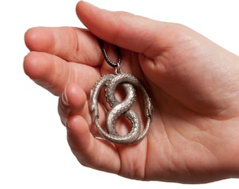 Collar de peltre Ouroboros - Símbolo del infinito - Cordón incluido