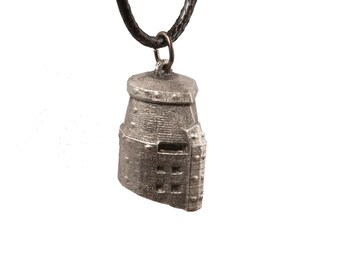 Medieval 12th century knight's helmet - lead free pewter necklace with cord included