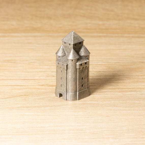Pewter Tower for Medieval-Themed Board Games - Round Corners