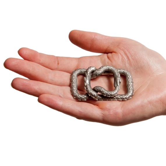 Ouroboros Pewter Belt Buckle – Entwined Serpents, Symbol of Infinity - Lead Free Pewter