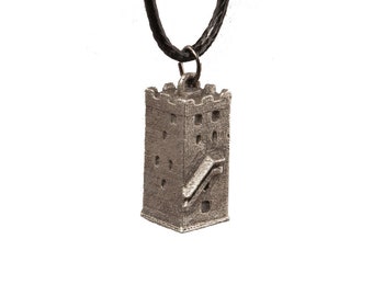 Celje Tower historical medieval architecture model - lead free pewter necklace with cord included