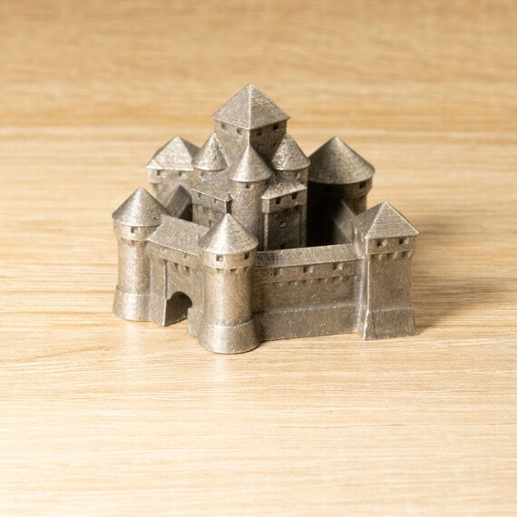 Pewter Tower and Walls Set for Medieval-Themed Board Games - Type Four