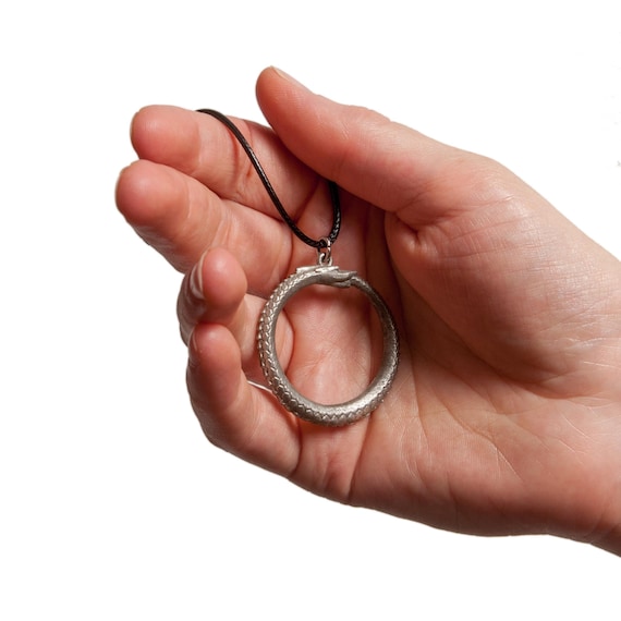 Ouroboros Pewter Necklace One Serpent – Infinity Symbol - Cord Included