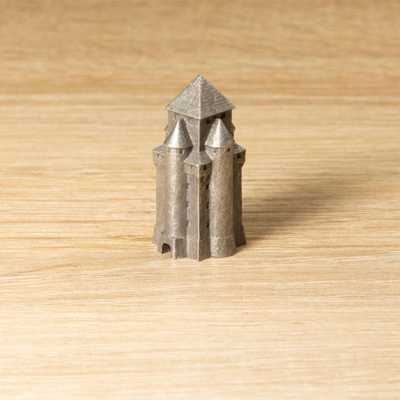 Pewter Tower for Medieval-Themed Board Games - Square Corners