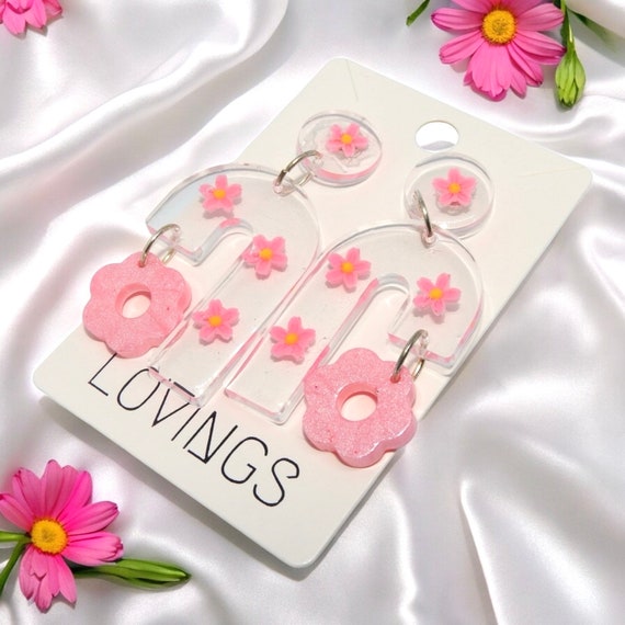 Statement oorbellen met bloemen | Handmade | RVS |