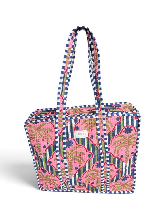 Palm Paradise Blue - Tote Bag met Rits
